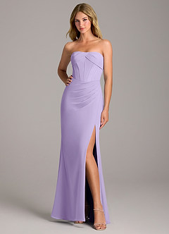 Azazie Chantel Bridesmaid Dresses Lilac Sheath Strapless Chiffon Convertible Dress image3