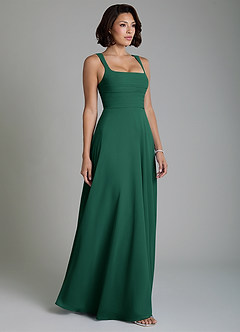 Azazie Azaria Bridesmaid Dresses Emerald A-Line Corset Chiffon Dress image4