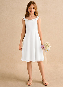 Azazie Pup Flower Girl Dresses Ivory A-Line Pleated Chiffon Dress image4