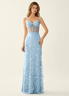 Risqunma Pink 3D Flowers Sequin Embroidery Beading Tulle Prom Dress image3