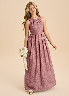 Azazie Bibiane Junior Klä av A-Line i Blommig Utbrändhet Plisserad image3