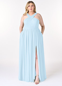 Azazie Elvira Bridesmaid Dresses Sky Blue A-Line Pleated Chiffon Dress image7