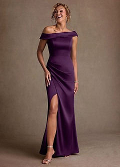 Azazie Kamala Suknie dla Matki Panny Młodej Osłona Jedno ramię Satyna elastyczna Długość podłogi Sukienka image6