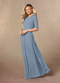 Azazie Barrymore Final Sale Dusty Blue A-Line Scoop lace Chiffon Dress image5