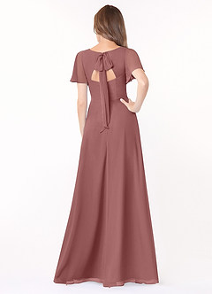 Azazie Kimber Bridesmaid Dresses Desert Rose A-Line Flounce Sleeve Chiffon Dress image2