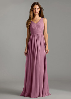Azazie Keyla Bridesmaid Dresses Vintage Mauve A-Line Pleated Mesh Dress image3