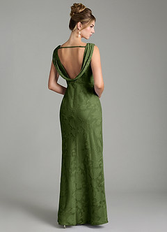 Azazie Kieryn Bridesmaid Dresses Olive Mermaid Pleated Floral Burnout Dress image12