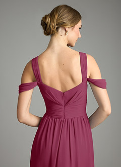 Azazie Lianne Bridesmaid Dresses Mulberry A-Line Off the Shoulder Chiffon Dress image6