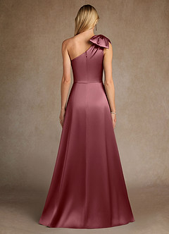 Azazie Easton 신부의 어머니 드레스 A라인 한쪽 어깨 스트레치 새틴 플로어 길이 드레스 image3