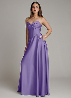 Azazie Meleena Bridesmaid Dresses Tahiti A-Line Strapless Stretch Satin Dress image6
