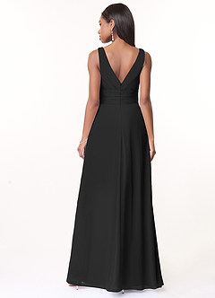 Azazie Julianna Bridesmaid Dresses Black A-Line Chiffon Dress image2