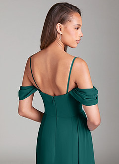 Azazie Amyra Bridesmaid Dresses Peacock Sheath Off the Shoulder Chiffon Convertible Dress image8