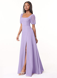 Azazie Alani Bridesmaid Dresses Lilac A-Line Square Neckline Chiffon Dress image3