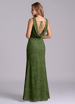 Azazie Rylina Bridesmaid Dresses Olive Mermaid Floral Burnout Dress image3