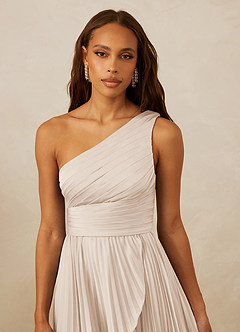 Christian Siriano Bridal for Azazie 1008 Bridesmaid Dresses White Alabaster A-Line One Shoulder Stretch Satin Dress image15