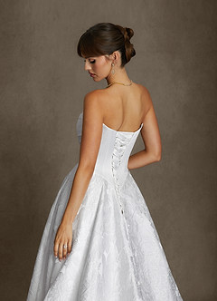 Azazie Ellie Wedding Dresses Diamond White A-Line Strapless Floral Jacquard Dress image15