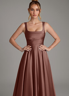 Azazie Azaria Robes de demoiselle d'honneur Robe Trapèze en Satin extensible Corset Expresso image6