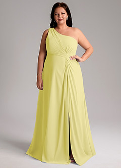 Azazie Brooke Jurken voor bruidsmeisjes Jurk van Chiffon met A-Lijn One-Shoulder Citroensorbet image8