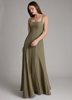 Azazie Nyla Robes de demoiselle d'honneur Robe Trapèze en Mousseline de soie Col Carré Vert Saule image6