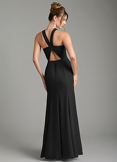 Azazie Rue Bridesmaid Dresses Black A-Line Halter Chiffon Dress image2