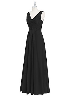 Azazie Flora Brautjungfernkleider A-Linie Plissee Chiffon Kleid Schwarz image9