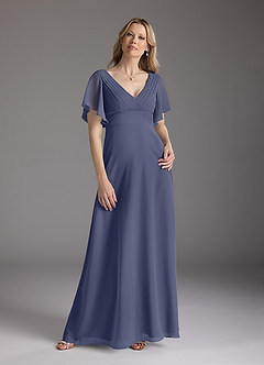 Azazie Alessa Mother of the Bride Dresses Stormy A-Line V-Neck Pleated Chiffon Dress image3