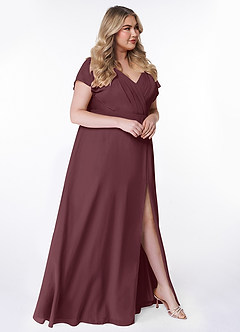 Azazie Rylee Bridesmaid Dresses Sangria A-Line Pleated Chiffon Dress image9