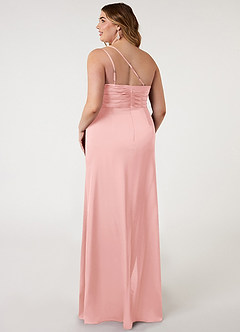 Azazie Eren Bridesmaid Dresses Powder Pink Mermaid One Shoulder Stretch Satin Dress image7