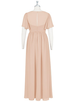 Azazie Verna Maternity Bridesmaid Dresses A-Line V-Neck Ruched Chiffon Floor-Length Dress image8