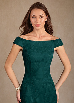 Azazie Moore Mother of the Bride Dresses Pine A-Line Boatneck Floral Burnout Dress image5