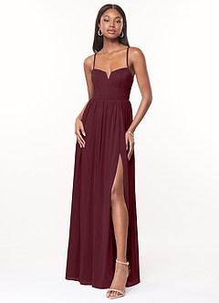 Azazie Marsol At-home Try On Dresses Cabernet A-Line Corset Mesh Dress image1