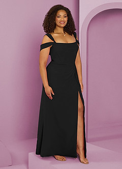 Barbie ♥ Azazie Brautjungfernkleider A-Linie Schulterfrei Chiffon Kleid Schwarz image10