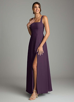 Azazie Debra Bridesmaid Dresses Plum A-Line with Pockets Chiffon Convertible Dress image5