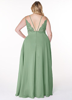 Azazie Lennon Bridesmaid Dresses Matcha A-Line Lace Chiffon Dress image8