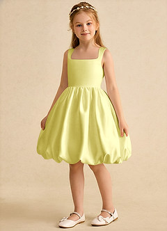 Azazie Nirvana Robe Demoiselle D'honneur Fillette Robe Princesse en Mat Satiné Rayé Sorbet Citron image5