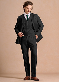 front Harrison Sort 100% hørkjolebukser