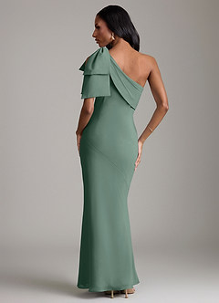 Azazie Yuanna Bridesmaid Dresses Sea Moss Mermaid One Shoulder Chiffon Dress image6