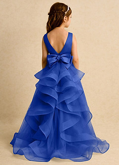 Azazie Lior Flower Girl Dresses Royal Blue Ball-Gown Pleated Tulle Dress image7