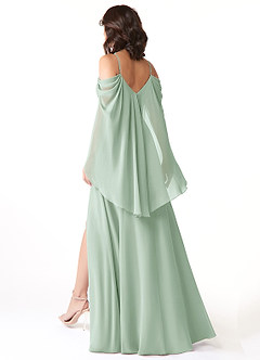 Azazie Cienna Bridesmaid Dresses Agave A-Line Off the Shoulder Chiffon Dress image5