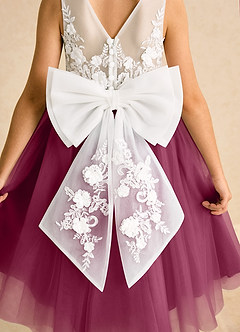 Azazie Lina Flower Girl Dresses Ivory Mulberry Ball-Gown Lace Dress image7