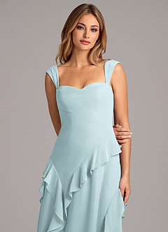 Azazie Sloane Abiti da Damigella Abito A-Line in Chiffon Scollo a Cuore Nebbia image7