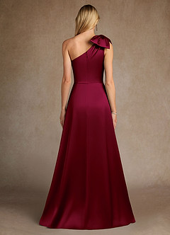 Azazie Easton Mother of the Bride Dresses Burgundy A-Line One Shoulder Stretch Satin Dress image3