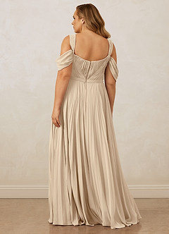 Christian Siriano Bridal for Azazie 1013 Bridesmaid Dresses Champagne A-Line Off the Shoulder Chiffon Dress image12