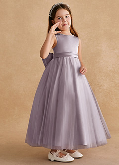 Azazie Cookie Flower Girl Dresses Dusk A-Line Bow Tulle Dress image2