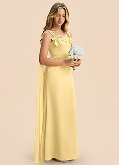 Azazie Chelsea Junior Osłona Plisowana Satyna elastyczna Długość podłogi Młodsza Druhna Sukienka image6