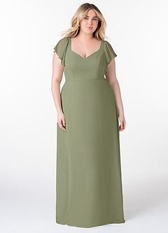 Azazie Syenna Robes de demoiselle d'honneur Robe Trapèze en Mousseline de soie Rayé Pistache image6