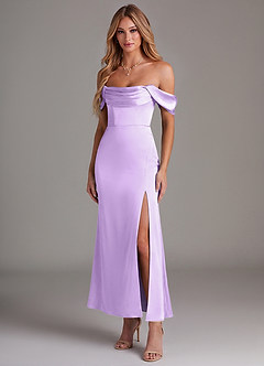 Azazie Saige Brautjungfernkleider Meerjungfrau-Linie Schulterfrei Stretch-Satin Kleid Flieder image1
