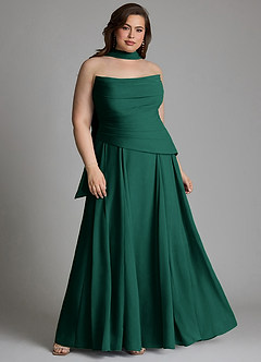 Azazie Gabriela Vestidos de damas de honor Vestido Esmeralda de Gasa de Línea A con Corsé image18
