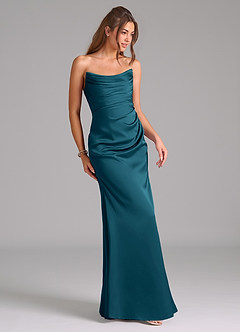 Azazie Lucille Jurken voor bruidsmeisjes Converteerbaar Jurk van Stretch Satijn met Zeemeermin Strapless Inkt Blauw image5