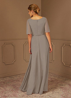 Azazie Tricia Mother of the Bride Dresses Taupe A-Line V-Neck Pleated Chiffon Dress image5